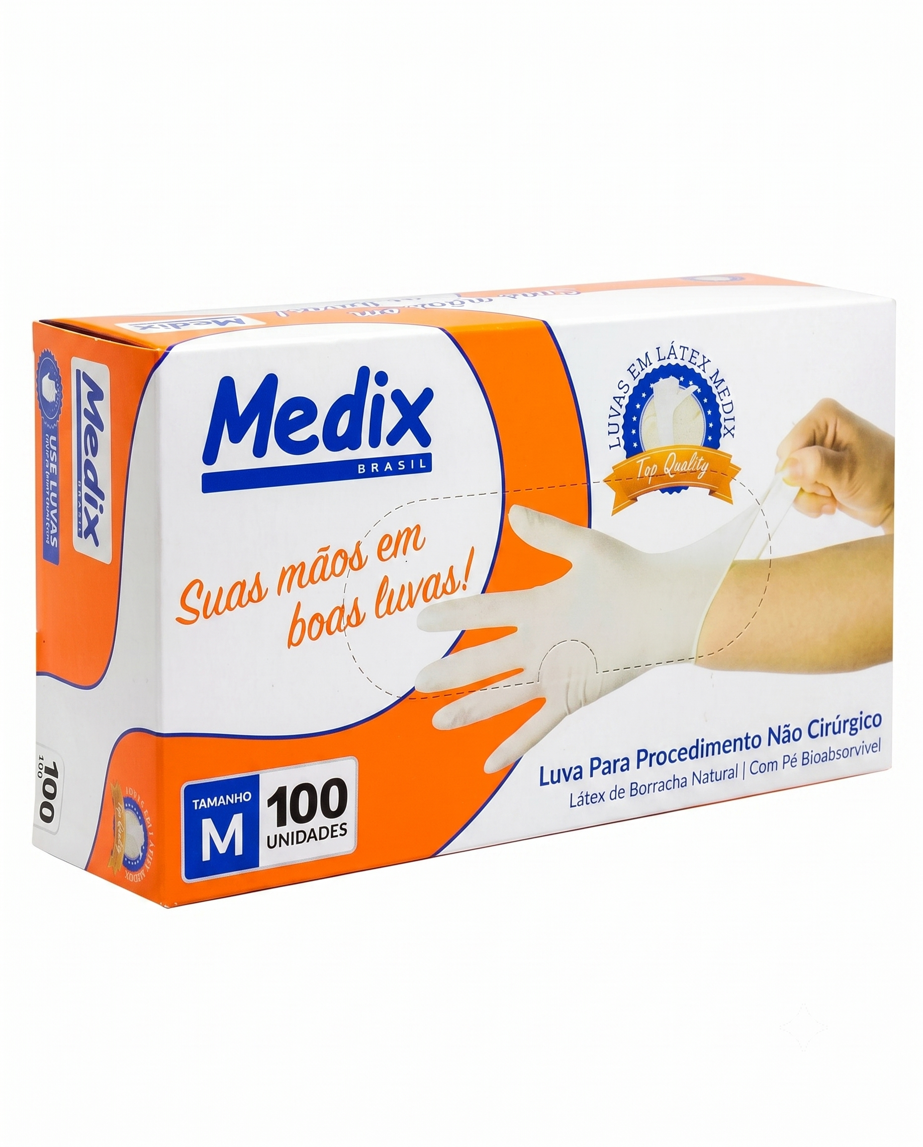 LUVA PROC.NÃO CIRUR. LATEX C/PO TAM M CT C/100UN MEDIX