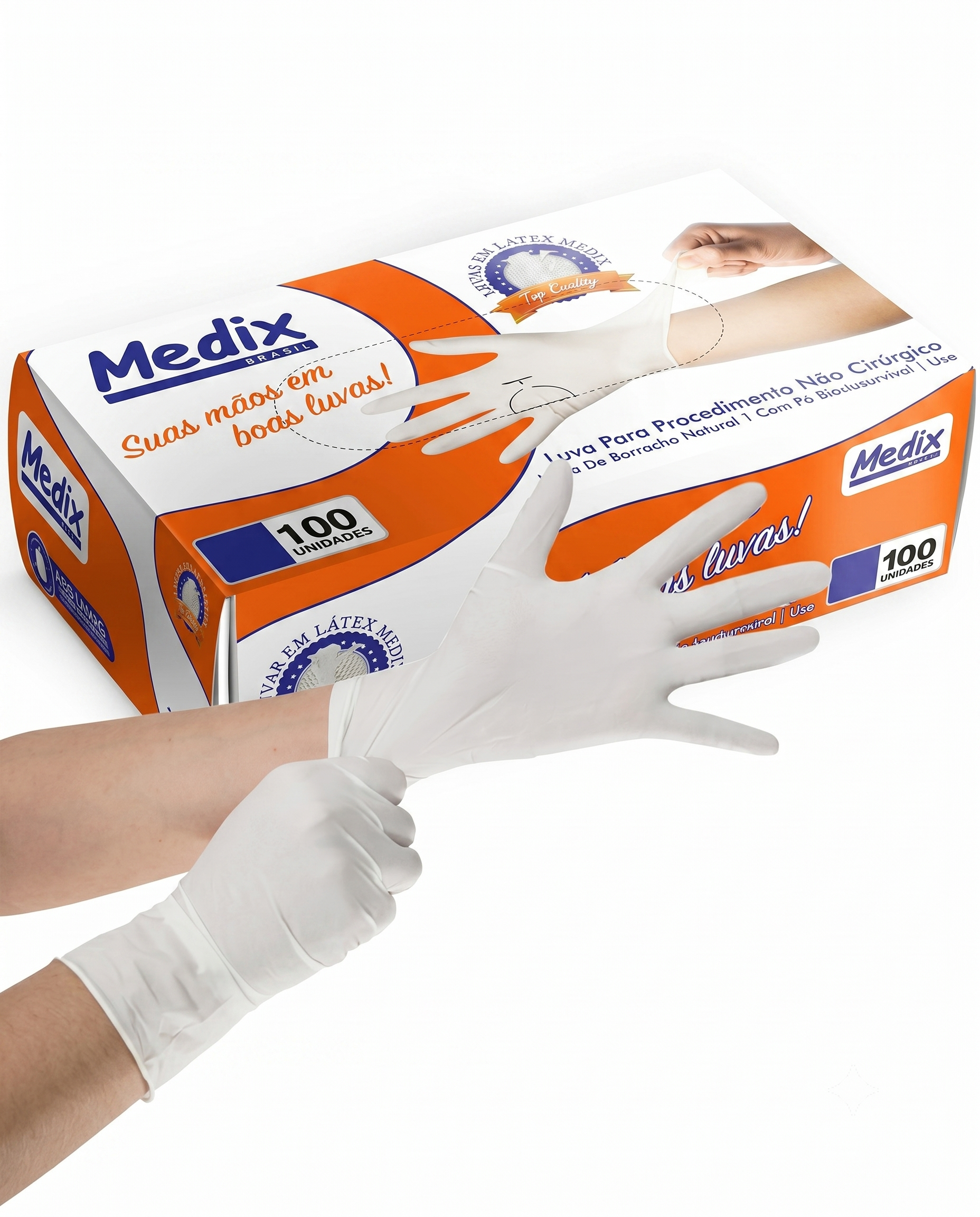 LUVA PROC.NÃO CIRUR. LATEX C/PO TAM G CT C/100UN MEDIX