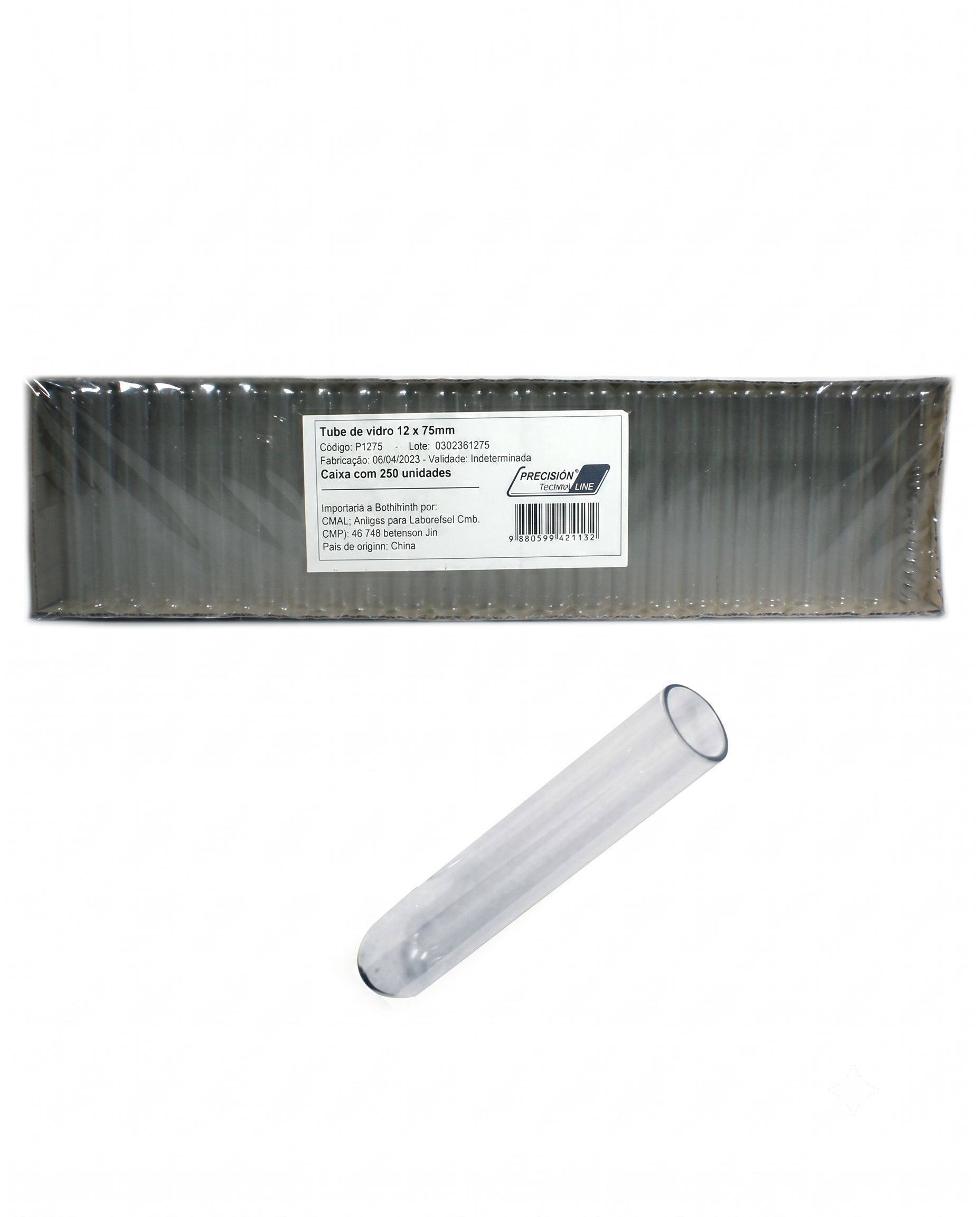 TUBO DE VIDRO 12MMX75MM CX C/250UN CRAL