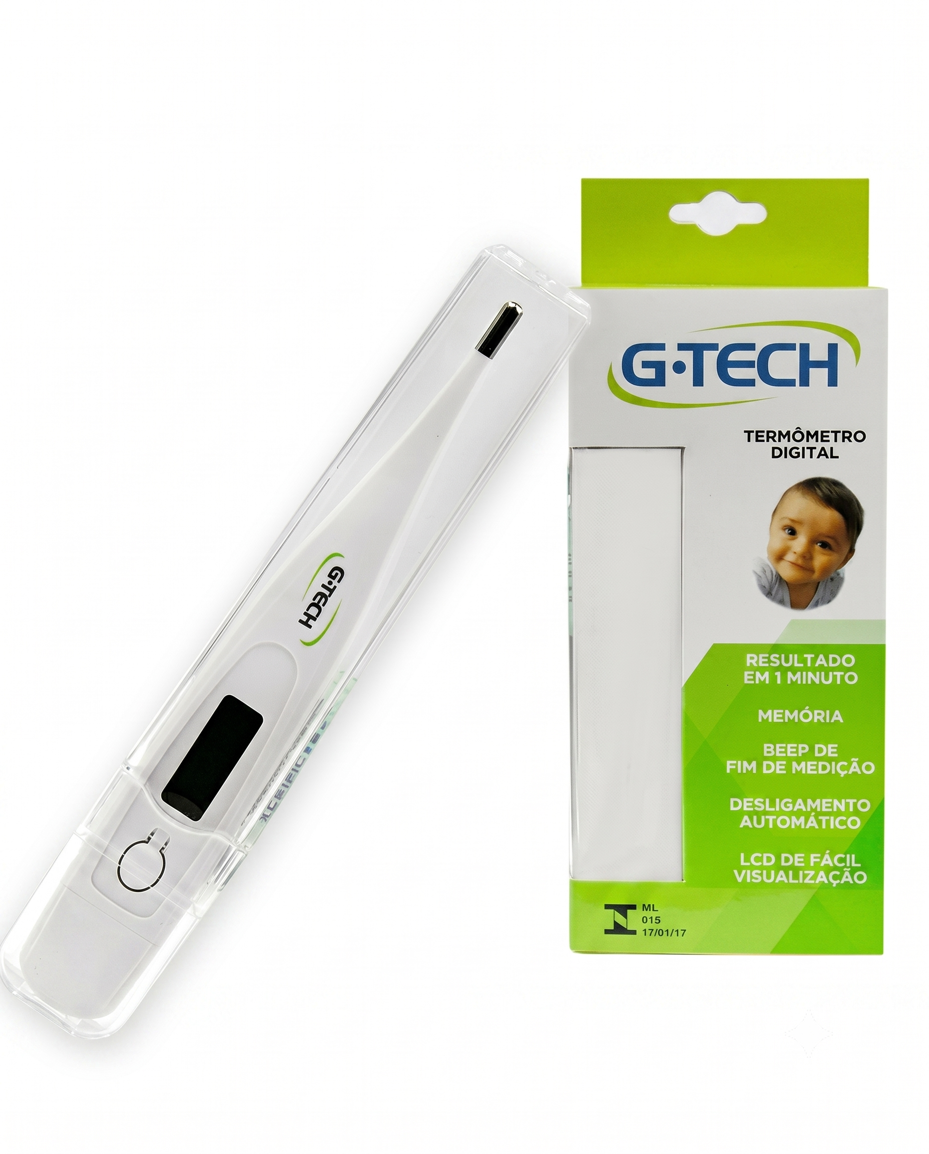 TERMOMETRO CLINICO DIGITAL BRANCO G-TECH MODELO TH1027 C/ SELO