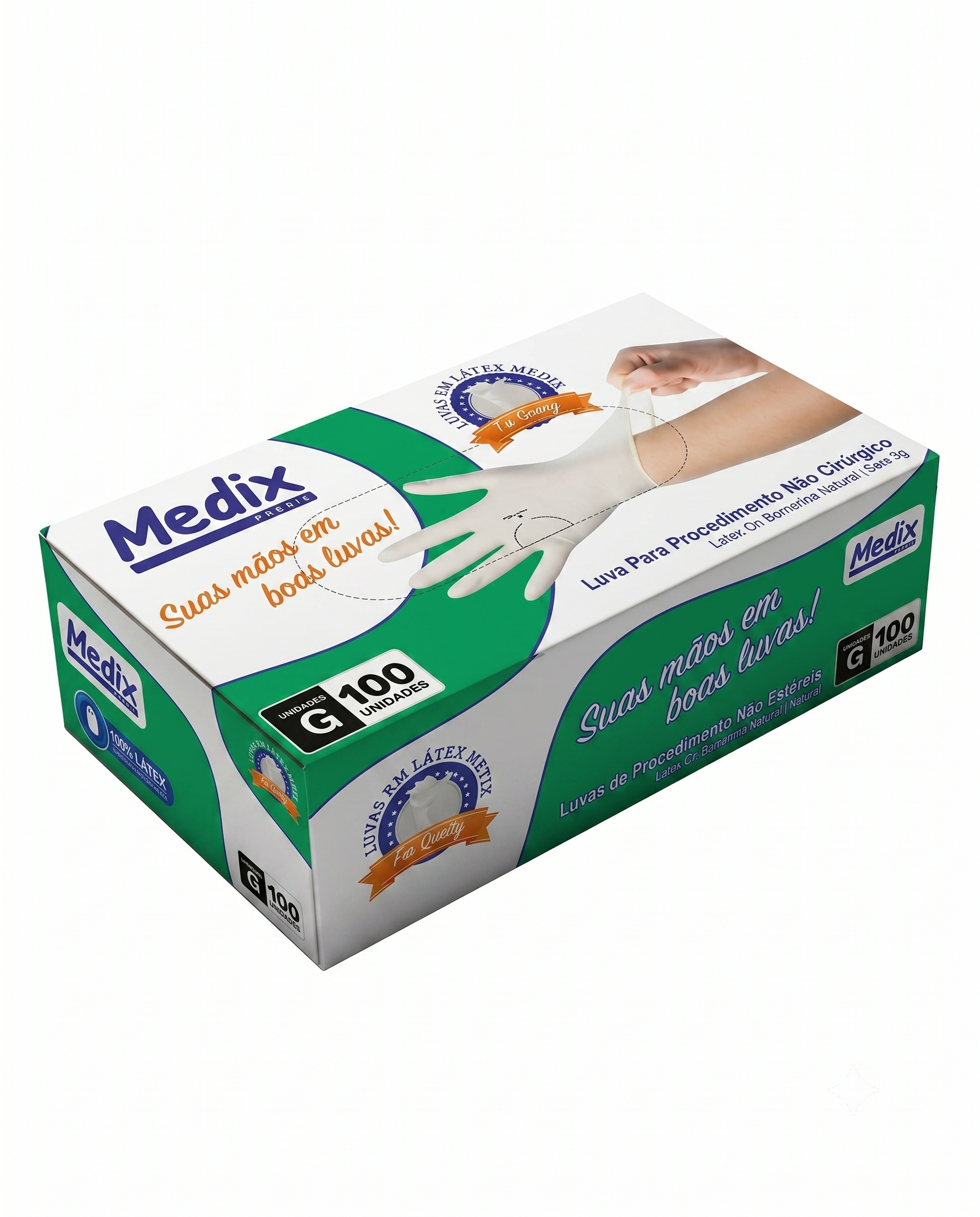 LUVA PROC.NÃO CIRUR. LATEX S/PO TAM G CT C/100UN MEDIX