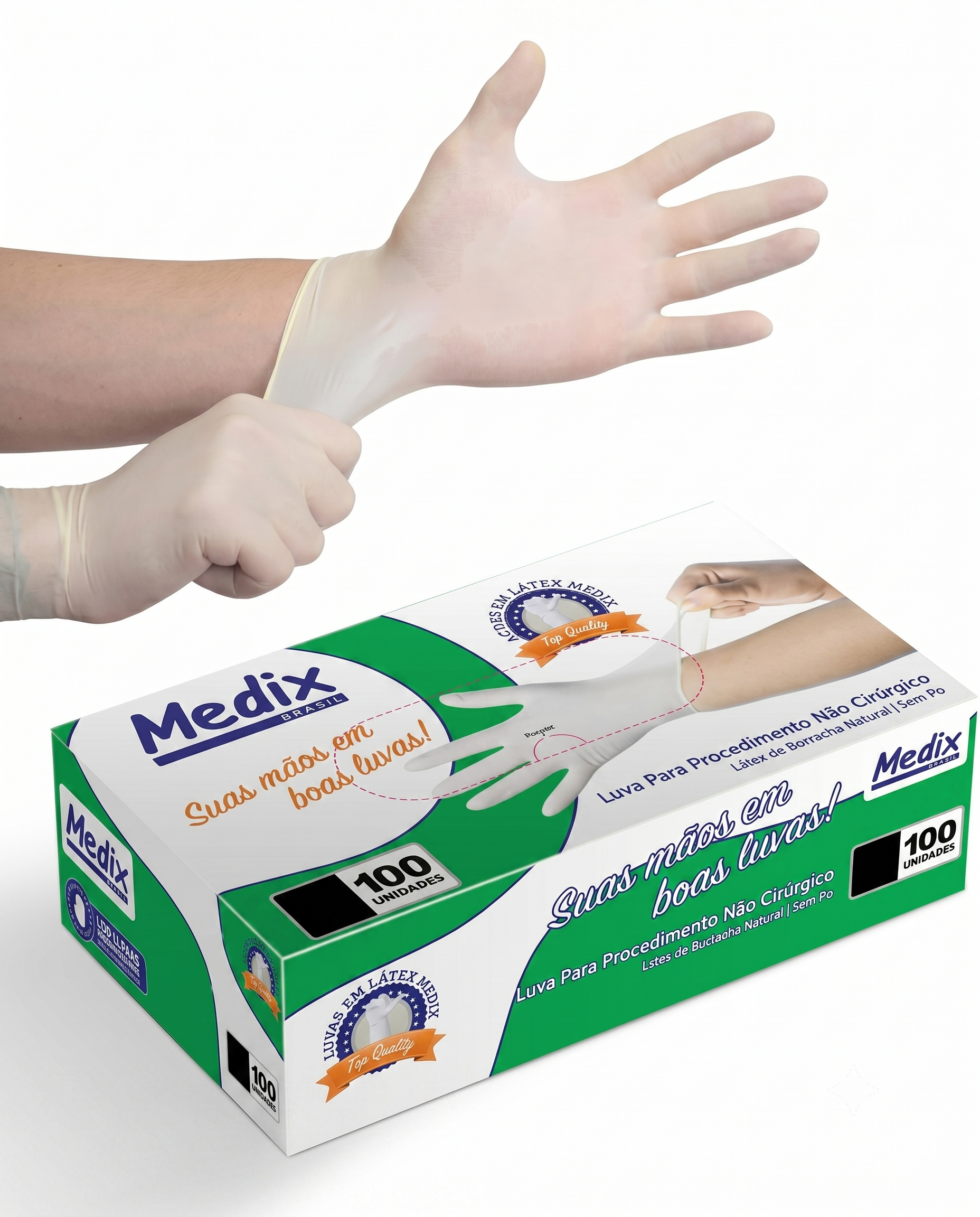 LUVA PROC.NÃO CIRUR. LATEX S/PO TAM P CT C/100UN MEDIX