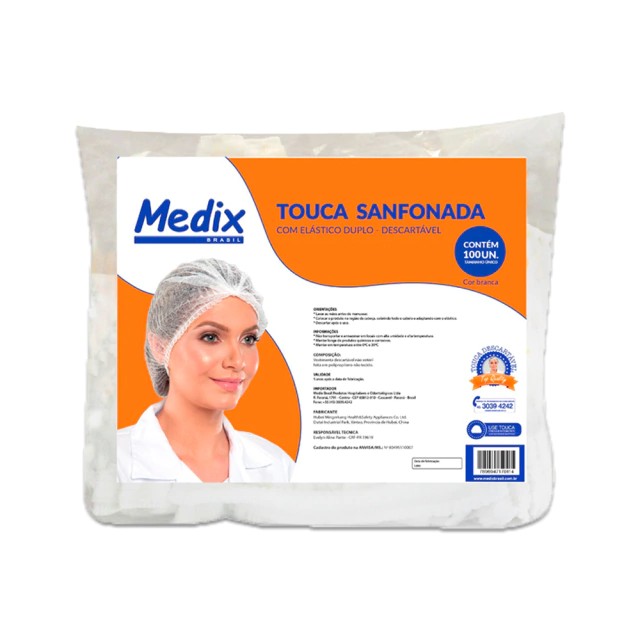 TOUCA SANFONADA C/ELASTICO PC C/100 UN MEDIX